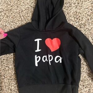 SHEIN Black Kids Hoodie with Red Heart "I Papa" Graphic